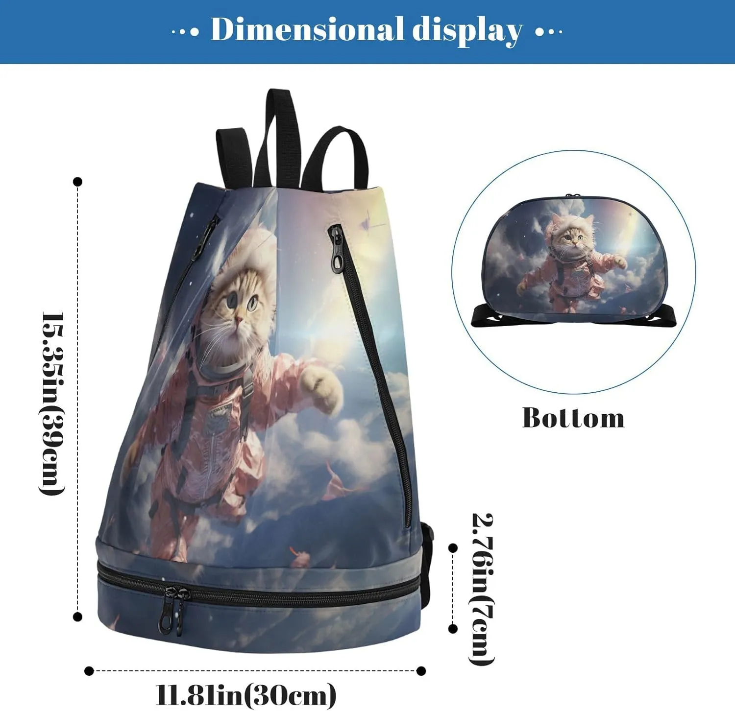 Swim Bag Gym Bag for Women Men, Sea Turtle Turquoise Shell Beach Backpack for Swimming Gym
