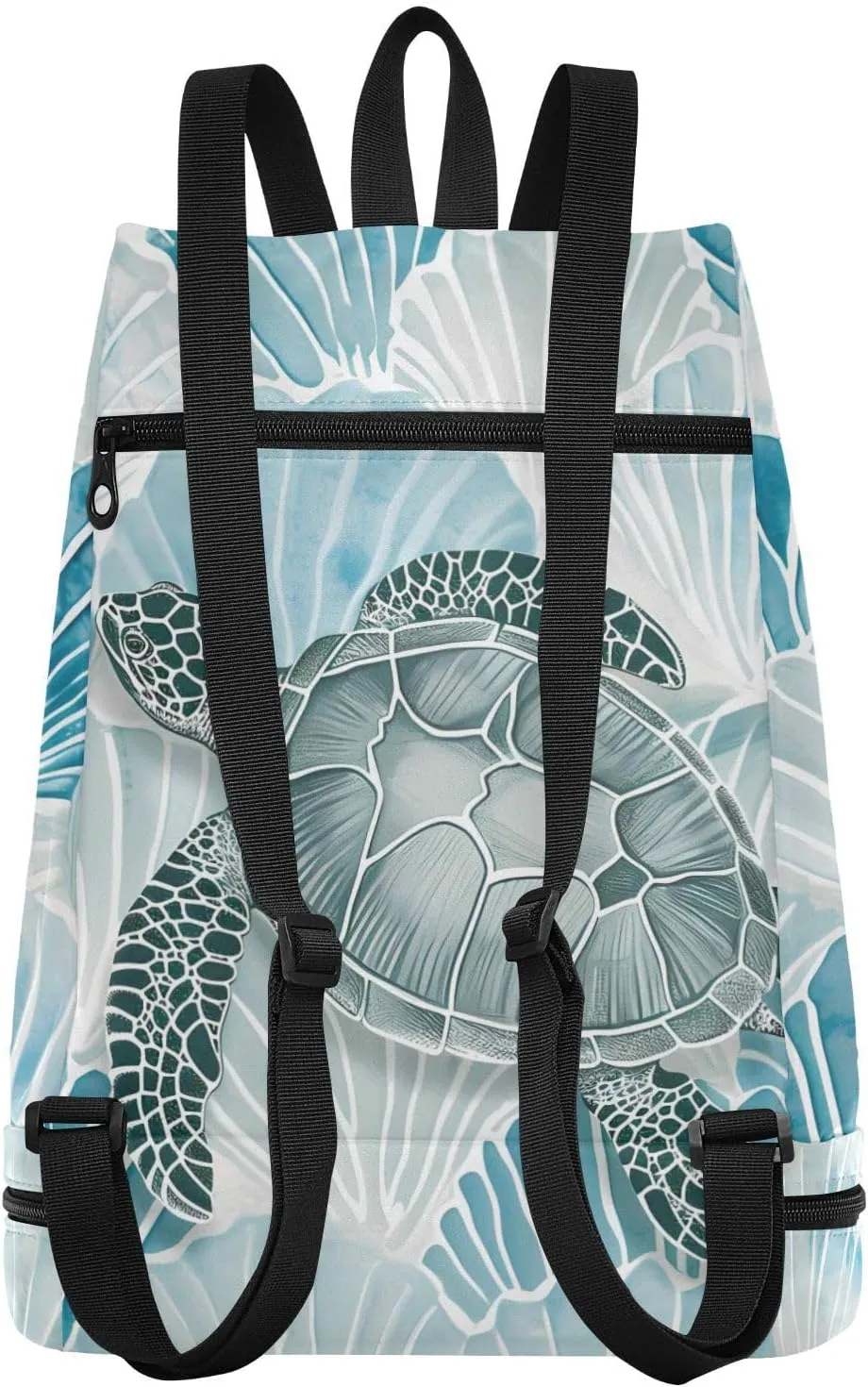 Swim Bag Gym Bag for Women Men, Sea Turtle Turquoise Shell Beach Backpack for Swimming Gym