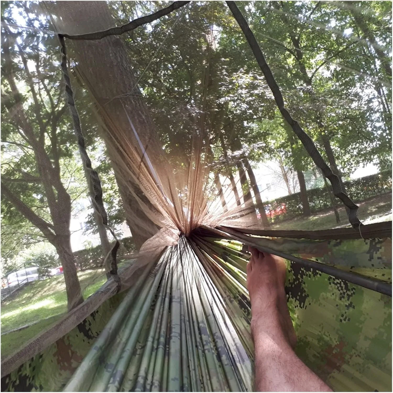 Swing Set 1-2 Person Outdoor Net Parachute Hammock, Camping Hammock, Hanging Bed, Portable Swing, Double Chair, Army Green Portable Swing Seat (Color : Blue Canopy)