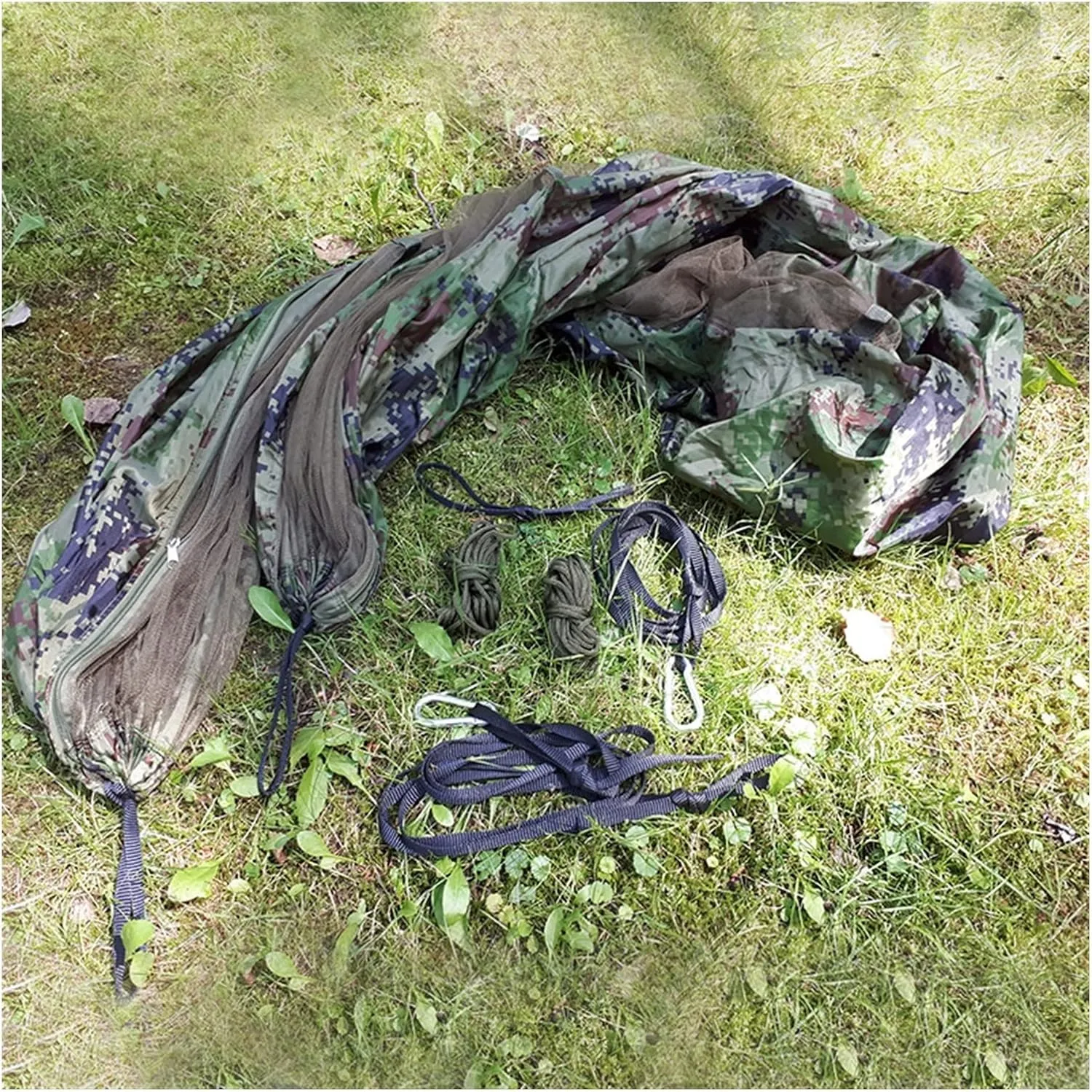 Swing Set 1-2 Person Outdoor Net Parachute Hammock, Camping Hammock, Hanging Bed, Portable Swing, Double Chair, Army Green Portable Swing Seat (Color : Blue Canopy)