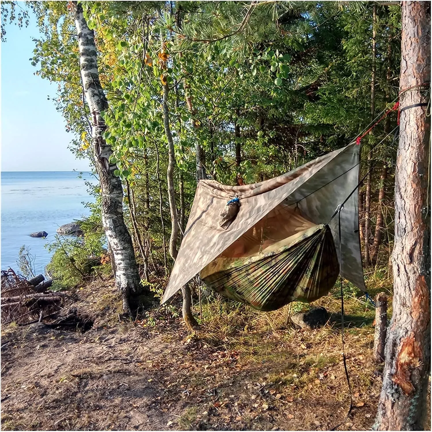 Swing Set 1-2 Person Outdoor Net Parachute Hammock, Camping Hammock, Hanging Bed, Portable Swing, Double Chair, Army Green Portable Swing Seat (Color : Blue Canopy)