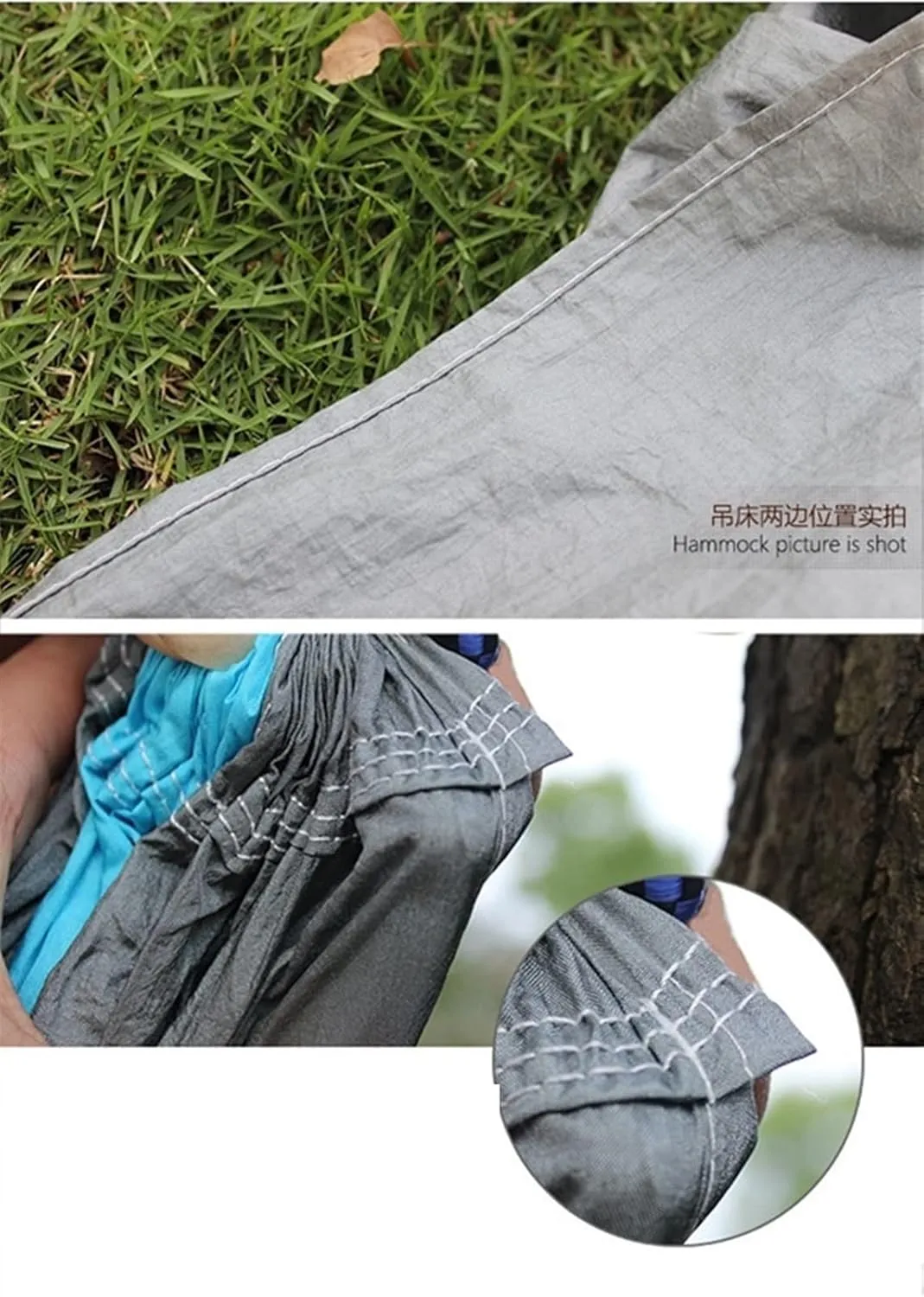 Swing Set Camping Hammock, Nylon Hammock, Portable Lightweight Parachute Hammock With Tree Straps for Backpacking Camping Travel Beach Garden Outdoor Camping Gear Swing Seat ( Color : Aqua grey )