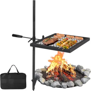 Swivel Campfire Grill Grate – Heavy Duty Stainless Steel Cooking Grate for Outdoor Camping