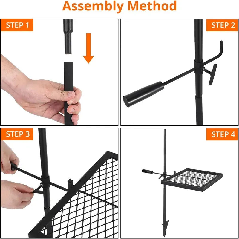 Swivel Campfire Grill Grate – Heavy Duty Stainless Steel Cooking Grate for Outdoor Camping