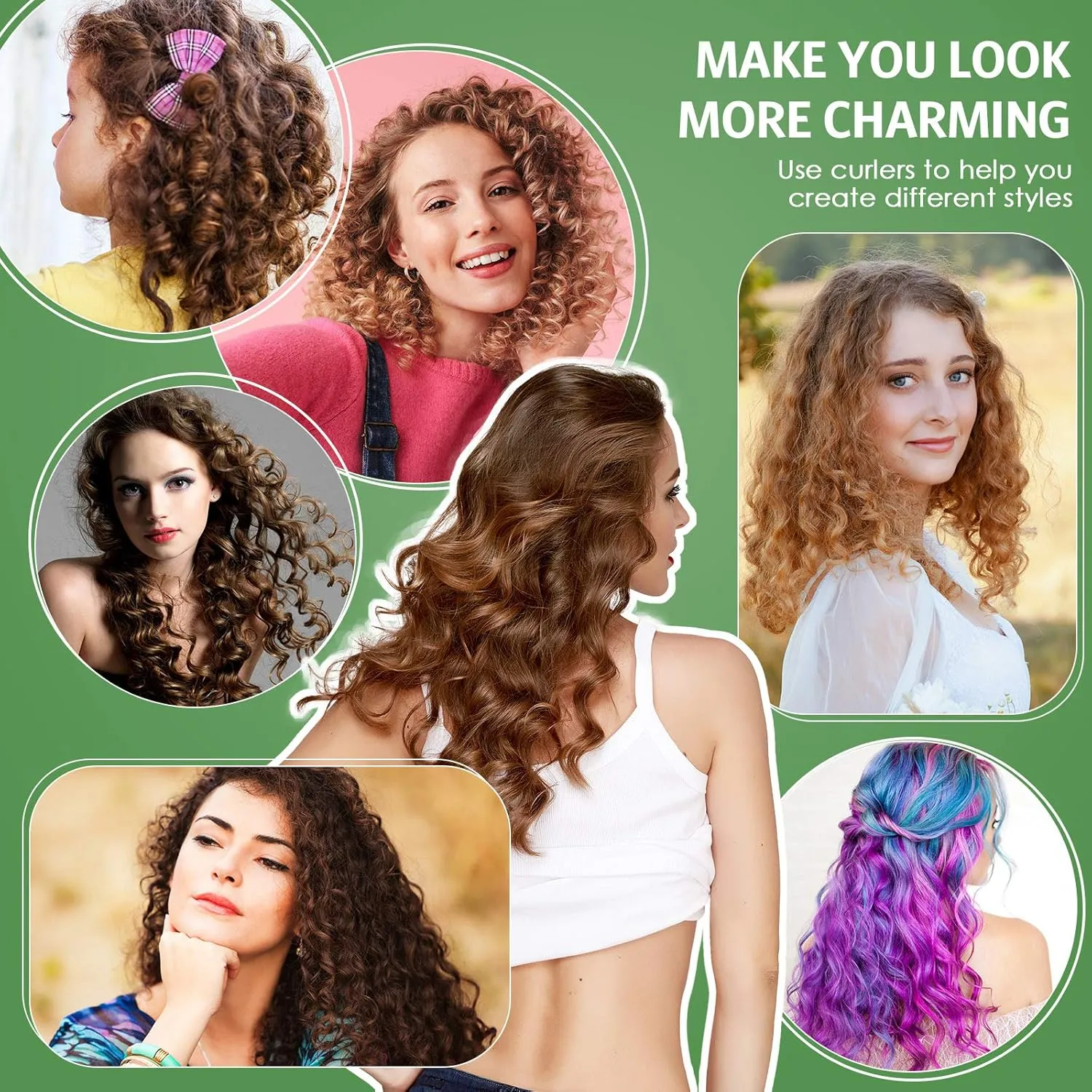 Syhood 30 Pcs Flexible Curling Rods 9.45 Twist Foam Rollers Soft Foam No Heat Hair Rods Rollers and 1 Steel Pintail Comb Rat Tail Comb for Women Long Short Hair(Green,9.45 x 0.79 Inch)