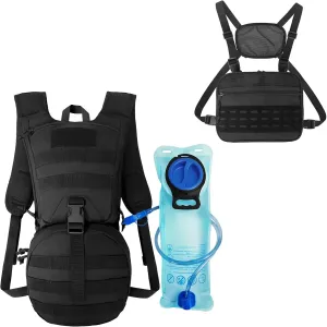 Tactical Hydration Backpack Pack Black   Chest Bag for Men Tactical Molle Chest Pack Black