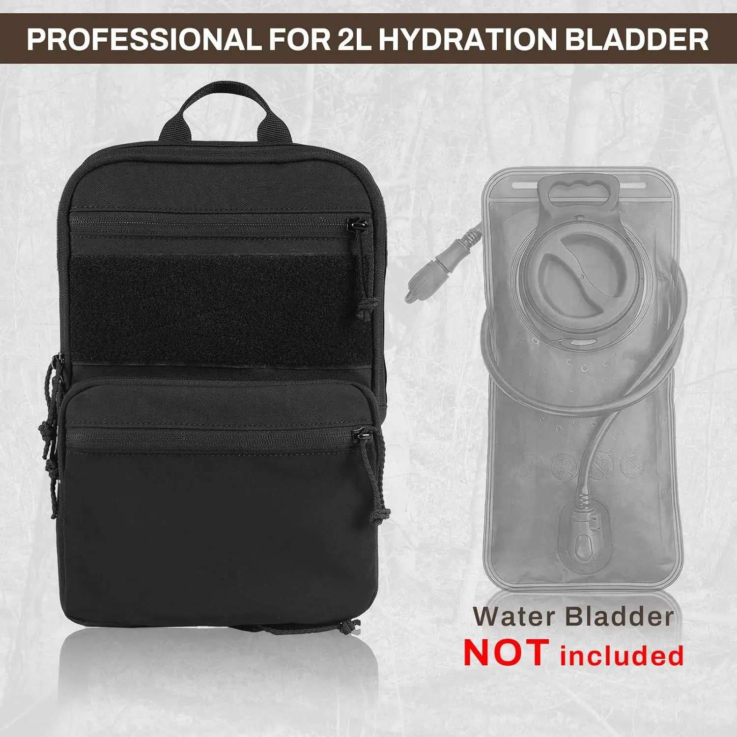 Tactical Hydration Pack for 2L Hydration Water Bladder, Expandable Backpack for Chest Rig and Tactical Vest