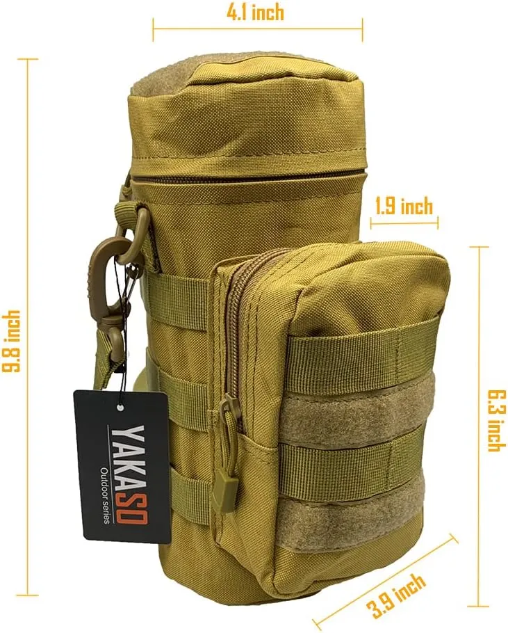 Tactical Molle Water Bottle Holder Pouch Hydration Carrier Bag Tactical EDC Water Bottle Carrier with Detachable Shoulder Strap for Hiking Camping Outdoor Sport Travel
