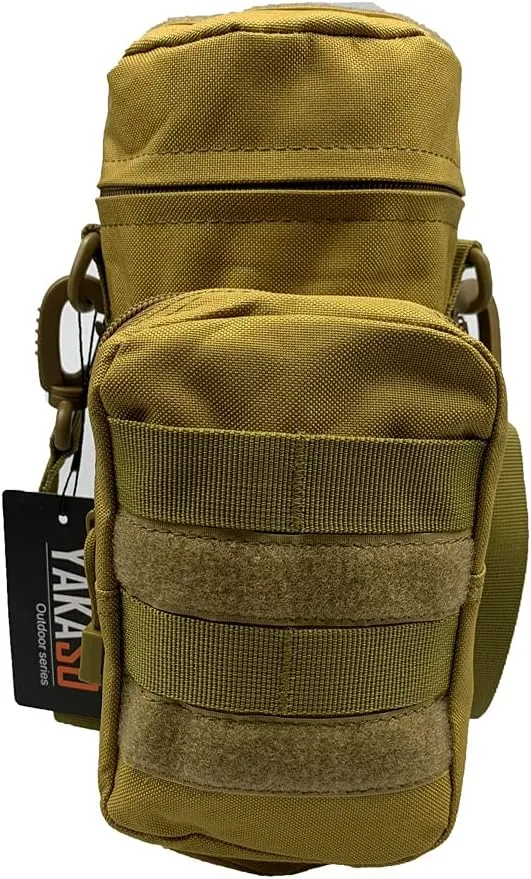 Tactical Molle Water Bottle Holder Pouch Hydration Carrier Bag Tactical EDC Water Bottle Carrier with Detachable Shoulder Strap for Hiking Camping Outdoor Sport Travel