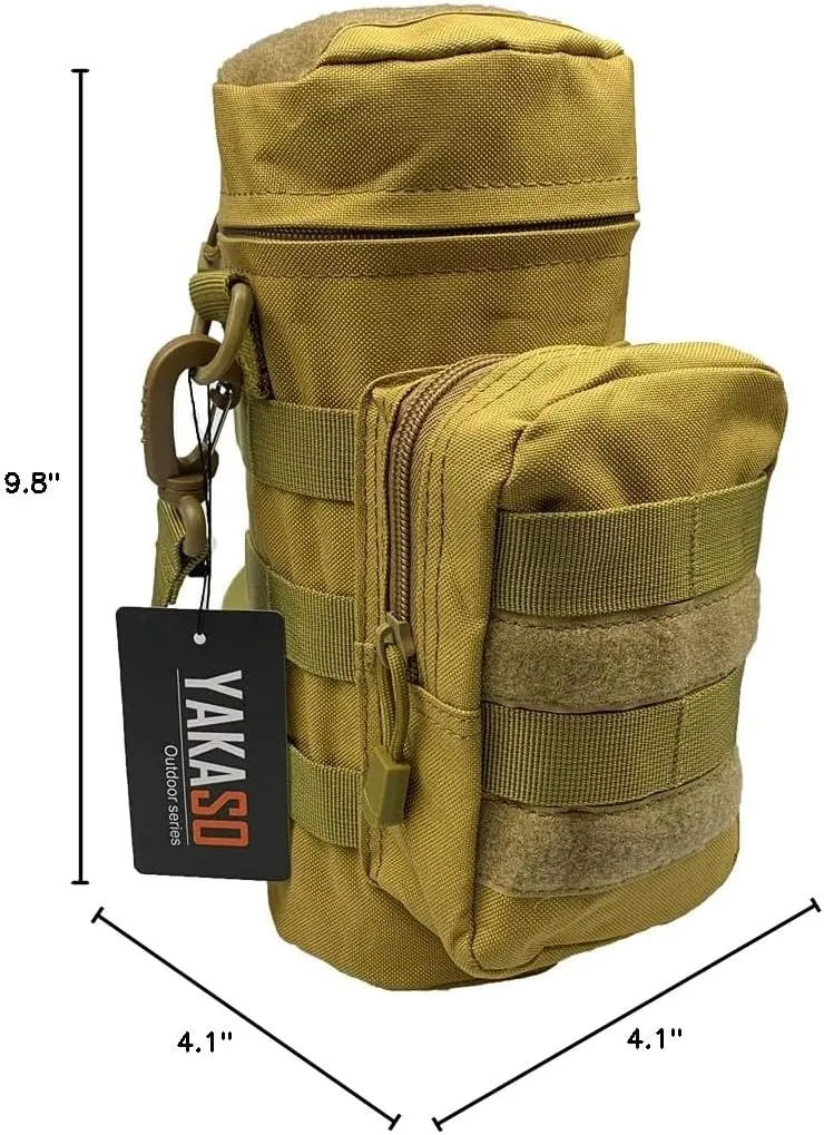 Tactical Molle Water Bottle Holder Pouch Hydration Carrier Bag Tactical EDC Water Bottle Carrier with Detachable Shoulder Strap for Hiking Camping Outdoor Sport Travel