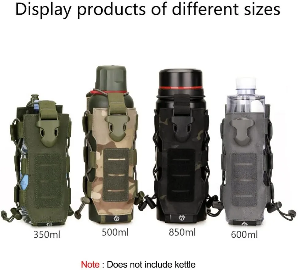 Tactical Molle Water Bottle Nylon Pouch 0.3L-0.8L Canteen Cover Holster Travel Kettle Bag with Molle System