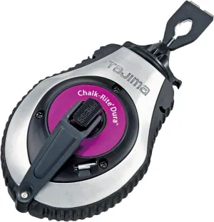 TAJIMA Chalk Line - Chalk-Rite Dura Chalk Box with 50ft Extreme Bold 1.8 mm Snap Line & Integrated Handle Release - CR403S