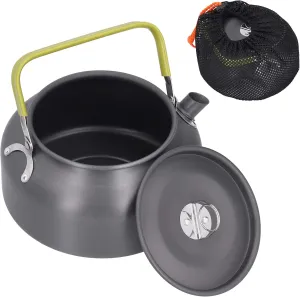 Tea Kettle Water Pot Picnic Teapot Camping Kettle Multifunctional Outdoor Aluminium Alloy Boiling Water Tea Eggs Coffee for Camping Picnic Fishing 1.2L SilkRoadSupply 18x15cm