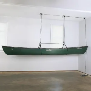 Teal Triangle Heavy Duty Elite Canoe Hoist, Easy-Lift Garage Pulley System, Holds 150 lbs, Fits 12-Foot  Ceilings, Patented No-Slip Strap, No Setup Required