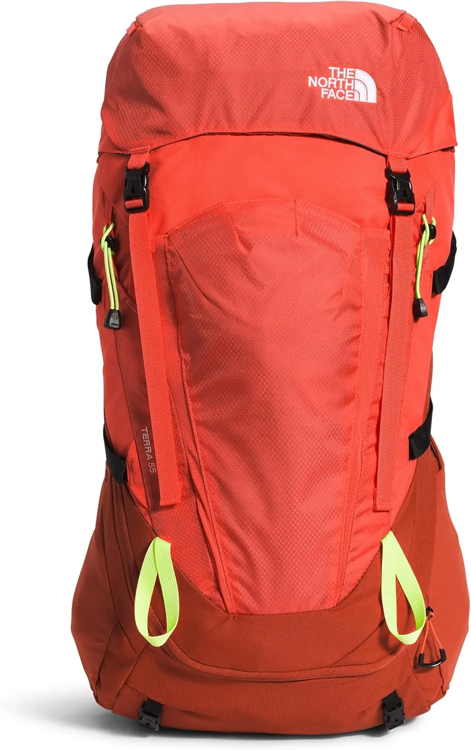 THE NORTH FACE Women's Terra 55 Backpacking Backpack, Retro Orange/Rusted Bronze/LED Yellow, Medium/Long