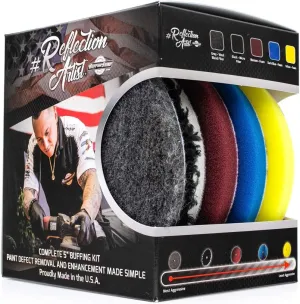 The Rag Company - Buff and Shine Reflection Artist Complete 5" Buffing Kit - Combination of Five Pads, URO line, Easy to Use Combo
