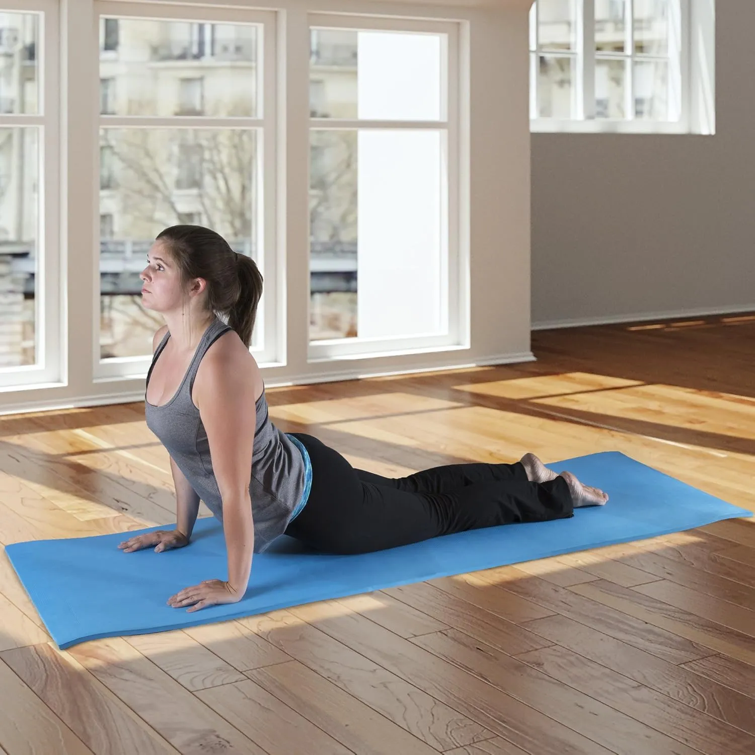 Thick Yoga Mat - Double Sided 1/2-Inch Workout Mat - 72x24-Inch Exercise Mat for Home Gym Fitness or Pilates with Carrying Strap by Wakeman