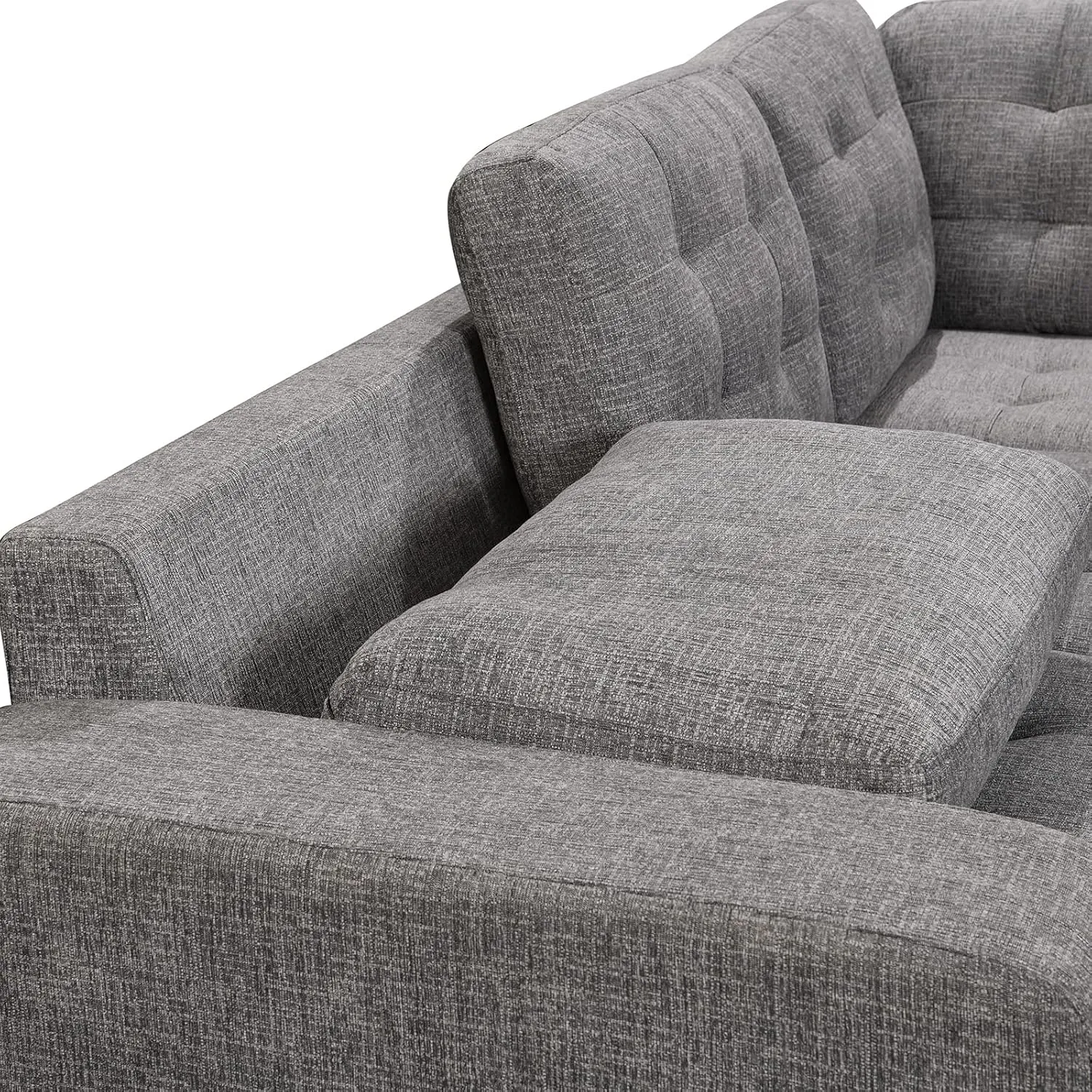 THSUPER 149'' Oversized Sectional Sleeper Sofa Couch with Chaise Lounge and Pull Out Bed, 7-Seater U-Shaped Sectionals Couches with Cuddler for Living Room. Grey Chenille