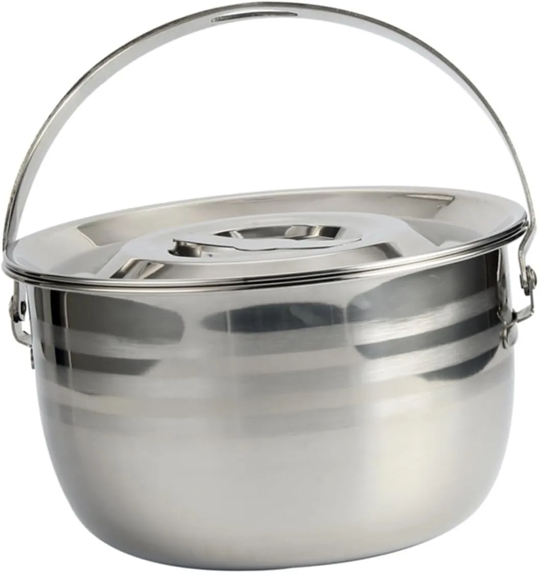 TIDTALEO 1pc Camping Pot Campfire Kettle Stock Pot Stainless Steel Saucepan Soup Pot Camping Oven Pot Big Pot Organizer Bags for Travel Creative Cookware Sauce Pot 201 Stainless Steel Juice, Silver