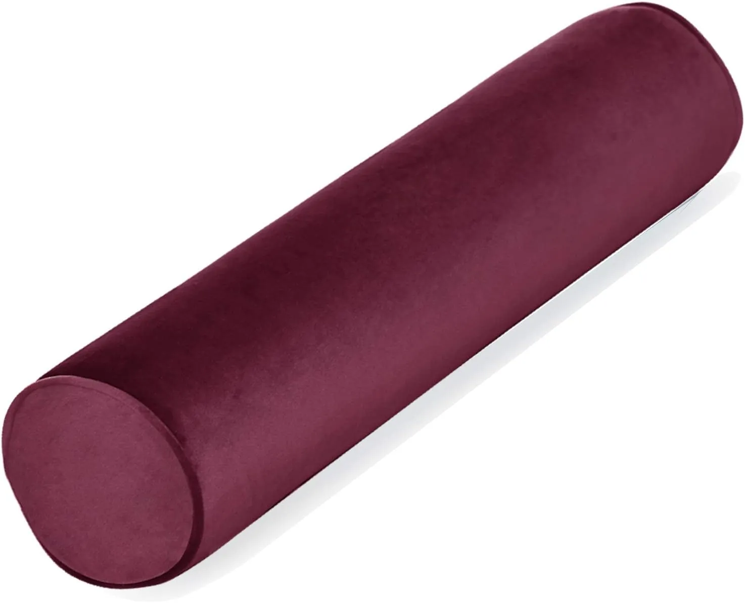 Tinbolunce Memory Foam Round Neck Pillow for Sleeping, Neck Pain Relief, Side Back Stomach Sleeper, Car or Office Chair Sofa,Cervical Bolster Length 24" x 6" Diameter (Burgundy Wine)