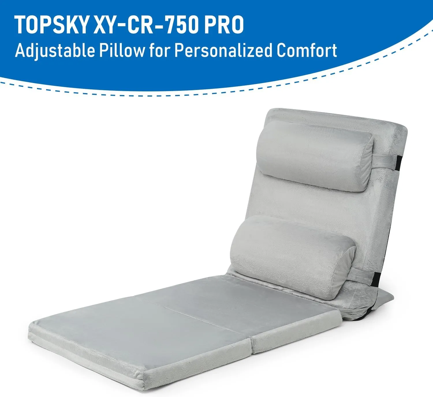 TOPSKY Adjustable Bed Wedge Pillow with Backrest, 6 Reclining Positions and Memory Foam, Wide Seat for Post Surgery, Reading, Sitting and Sleeping for Bed and Sofa (Grey, 21.65" Wide)