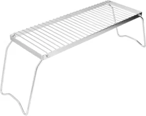 Topyond Folding Campfire Grill, Stainless Steel Campfire Grill Grate, Portable Camping Barbecue Campfire Stand for Outdoor Cooking, 40lb Capacity for Camping, Hiking, Picnics 17.3 X 6.3 in