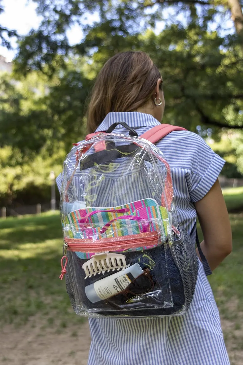 Trail maker Clear Backpack Heavy Duty with Padded Straps, Side Pockets for Kids, Boys, Girls, School, Stadium Approved Events