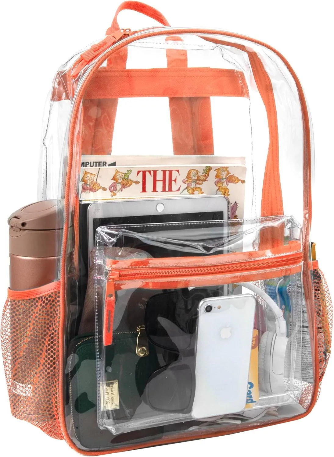 Trail maker Clear Backpack Heavy Duty with Padded Straps, Side Pockets for Kids, Boys, Girls, School, Stadium Approved Events