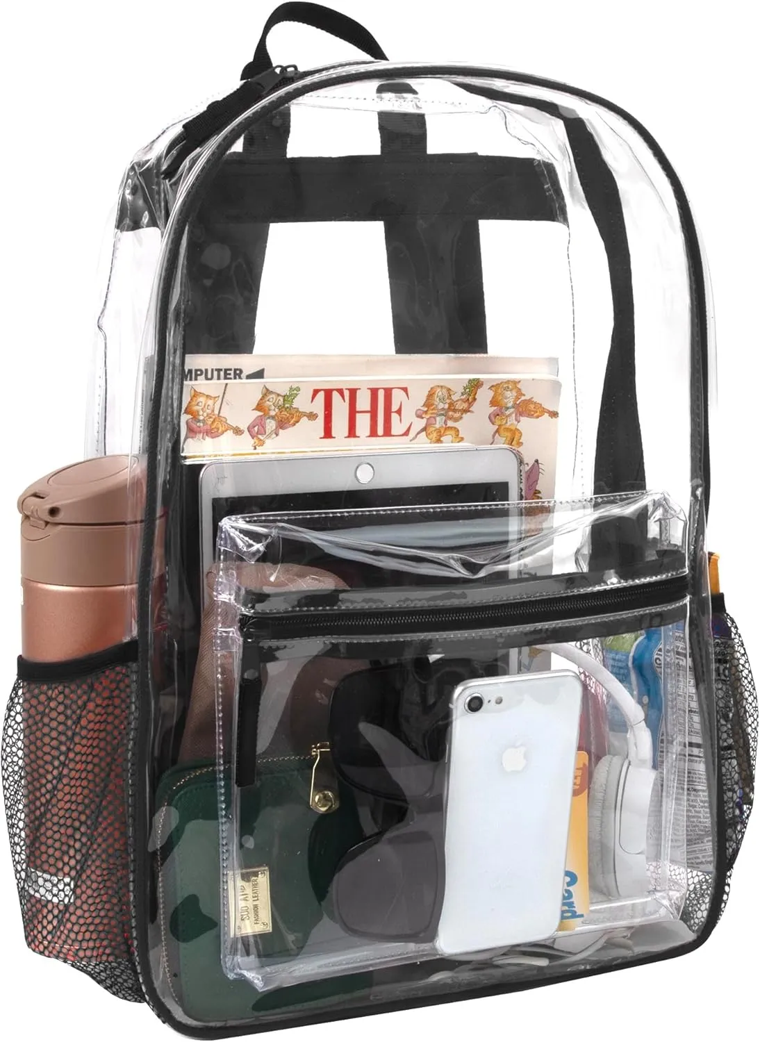 Trail maker Clear Backpack Heavy Duty with Padded Straps, Side Pockets for Kids, Boys, Girls, School, Stadium Approved Events
