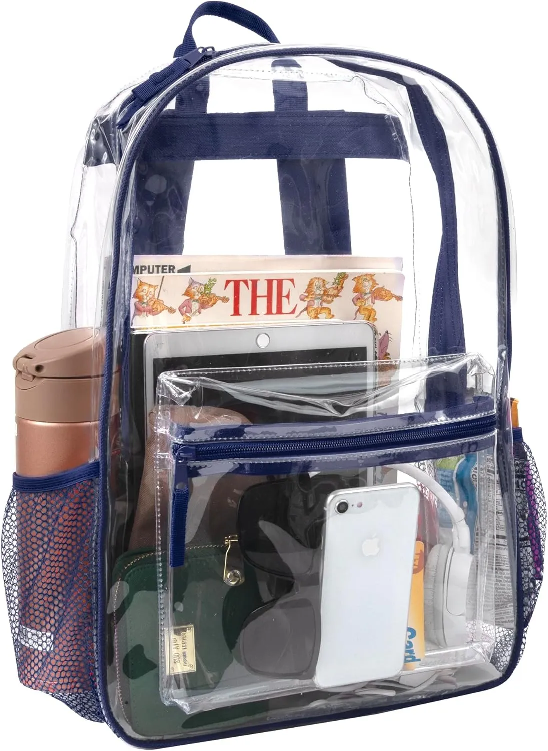 Trail maker Clear Backpack Heavy Duty with Padded Straps, Side Pockets for Kids, Boys, Girls, School, Stadium Approved Events