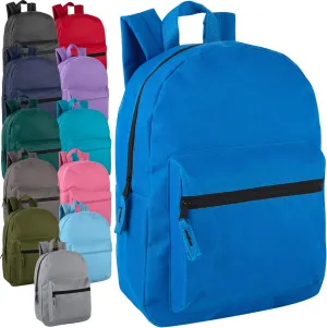 Trail maker Wholesale 15 Inch Kids Backpacks in Bulk With Padded Straps, 24 Pack Small Backpacks for Kids Bulk (12 Color Assortment #2)