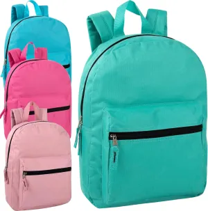 Trail maker Wholesale 15 Inch Kids Backpacks in Bulk With Padded Straps, 24 Pack Small Backpacks for Kids Bulk (4 Color Assortment)