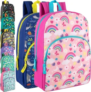 Trail maker Wholesale Kids Backpacks for Boys, Girls Bulk Backpacks 24 Pack with Fun Patterns, Adjustable Padded Straps