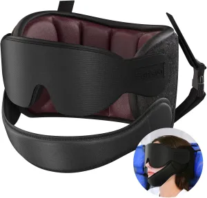 Travel Pillows for Airplanes with Sleep Eye Mask, Chin Strap, Airplane Pillow for Long Flights, Car Road Trip, 360° Headrest, Stop Bobblehead, FSA HSA Eligible, Red