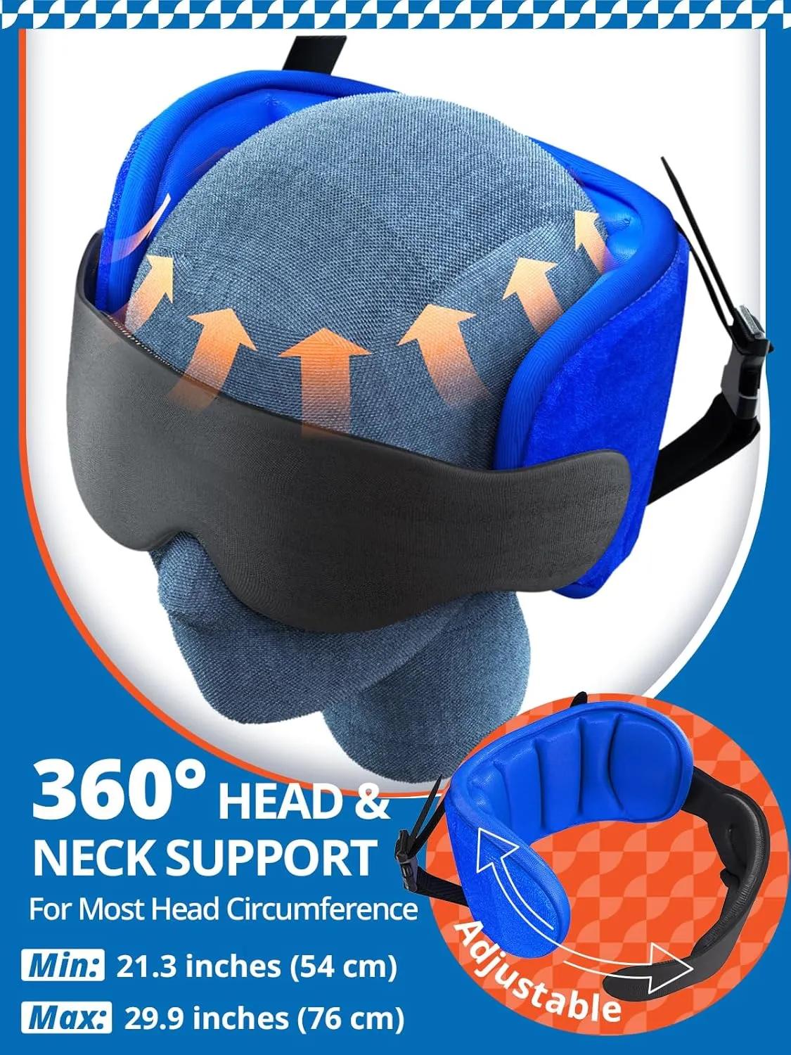 Travel Pillows for Airplanes with Sleep Eye Mask, Chin Strap, Airplane Pillow for Long Flights, Car Road Trip, 360° Headrest, Stop Bobblehead, FSA HSA Eligible, Red