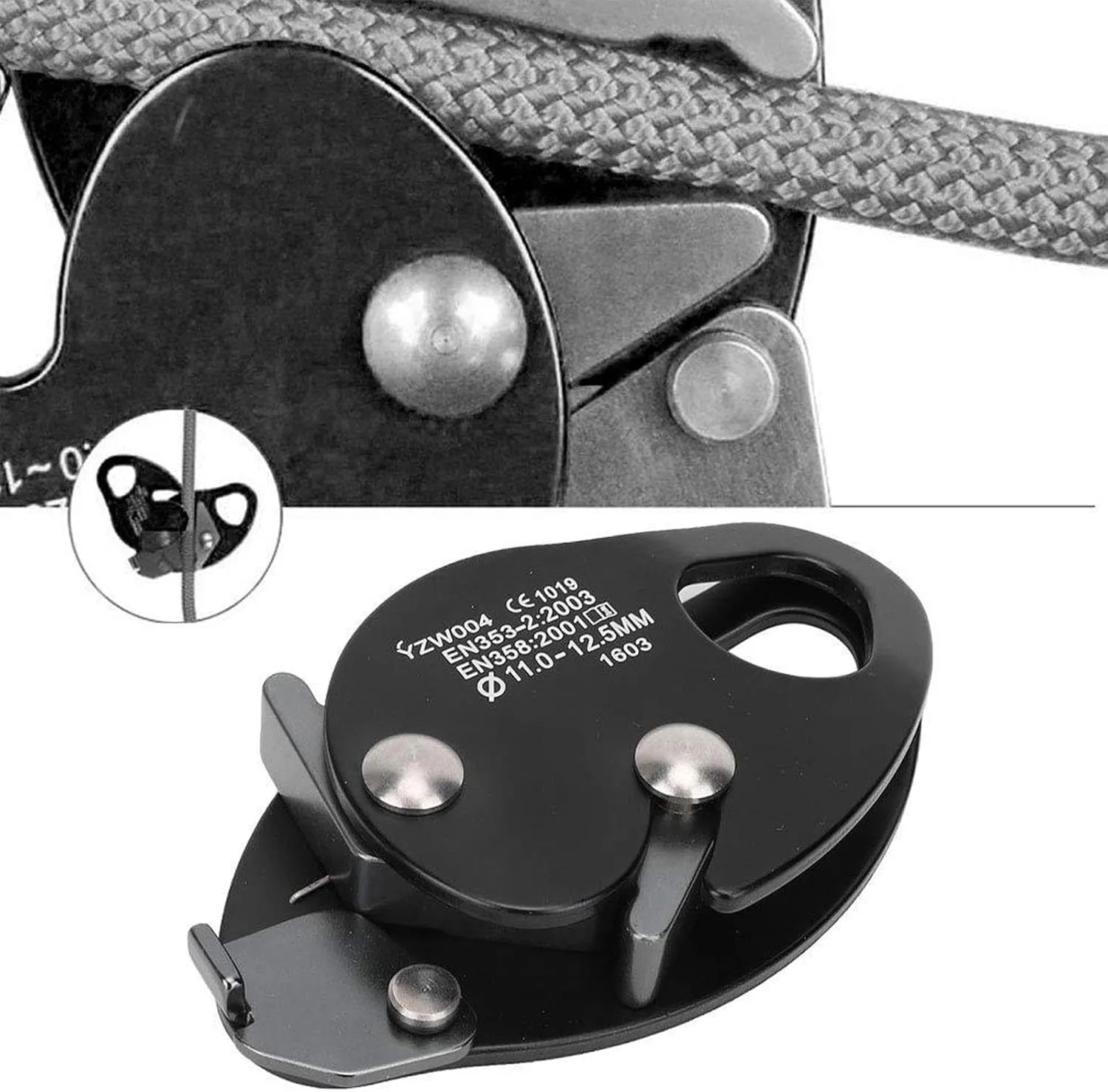 Tree Climbing Rope Grab Adjuster Self Locking Rope Gear Protection Fall Arrester for Rappelling Arborist Outdoor Downhill