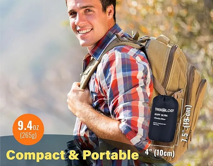 TREKOLOGY Large Inflatable Pillow for Camping, Inflatable Camping Pillow Air Pillow Blow Up Pillow Camping Pillows for Sleeping Inflatable Pillows for Sleeping Inflatable Lumbar Pillow ALUFT Ultra