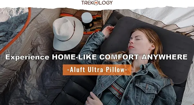 TREKOLOGY Large Inflatable Pillow for Camping, Inflatable Camping Pillow Air Pillow Blow Up Pillow Camping Pillows for Sleeping Inflatable Pillows for Sleeping Inflatable Lumbar Pillow ALUFT Ultra