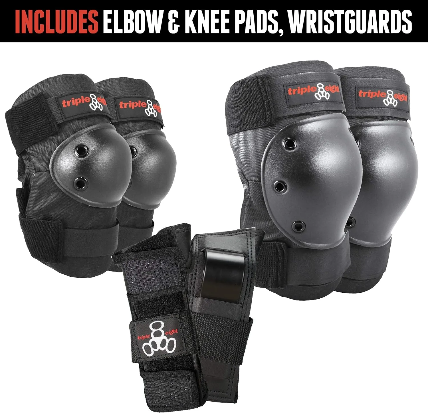 Triple Eight Saver Series 3-Pack Pad Set– Ideal for Skateboarding, in-line Skating, Roller Skating, and Biking