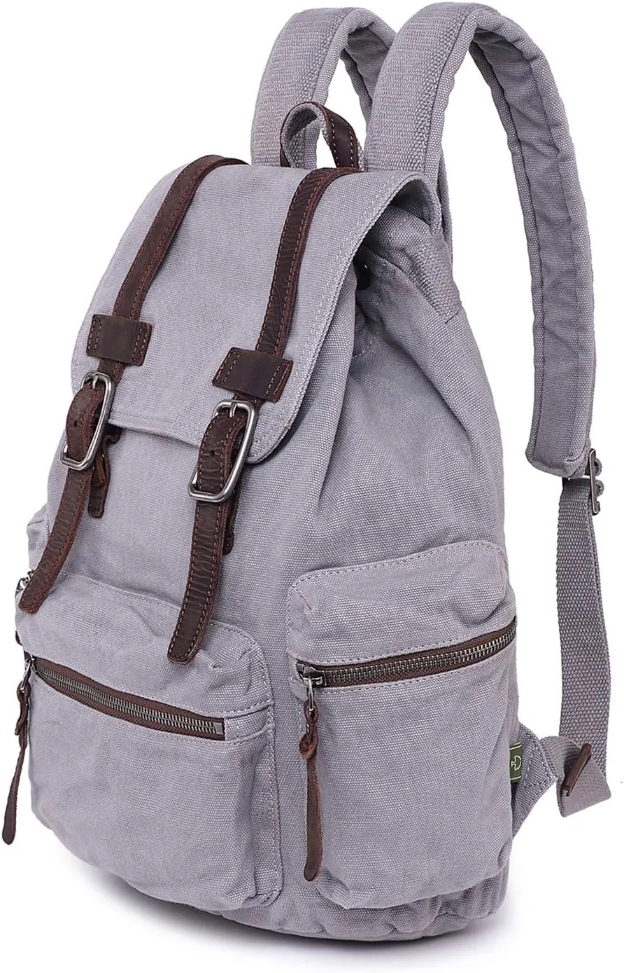 TSD Brand Silent Trail Canvas Backpack (Grey)