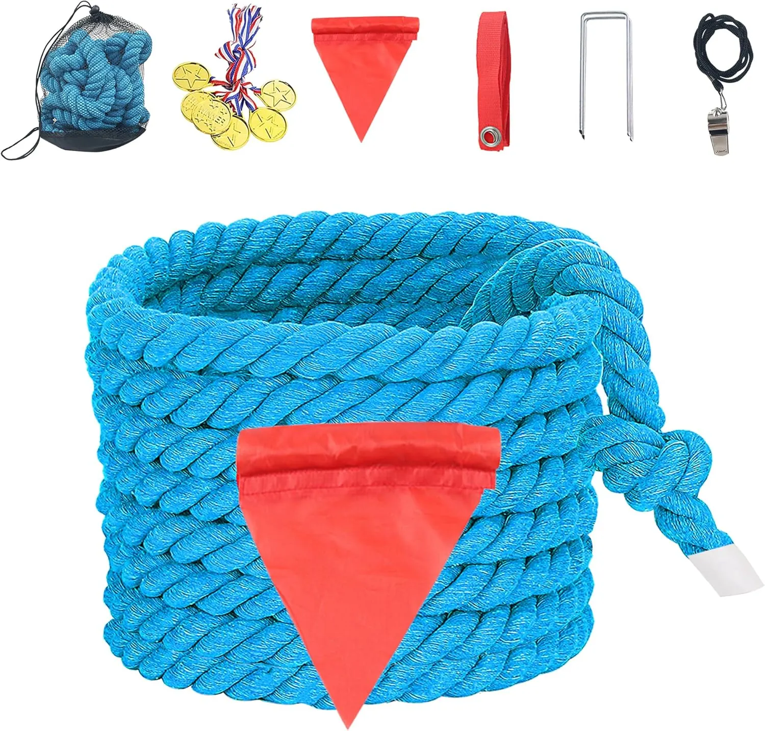 Tug of War Rope for Kids and Adults, Natural Twisted Cotton Rope, Outdoor Games Perfect for Carnival Team Building Activities, Field Day Family Reunion Birthday Party Game, Outside Yard Lawn Games