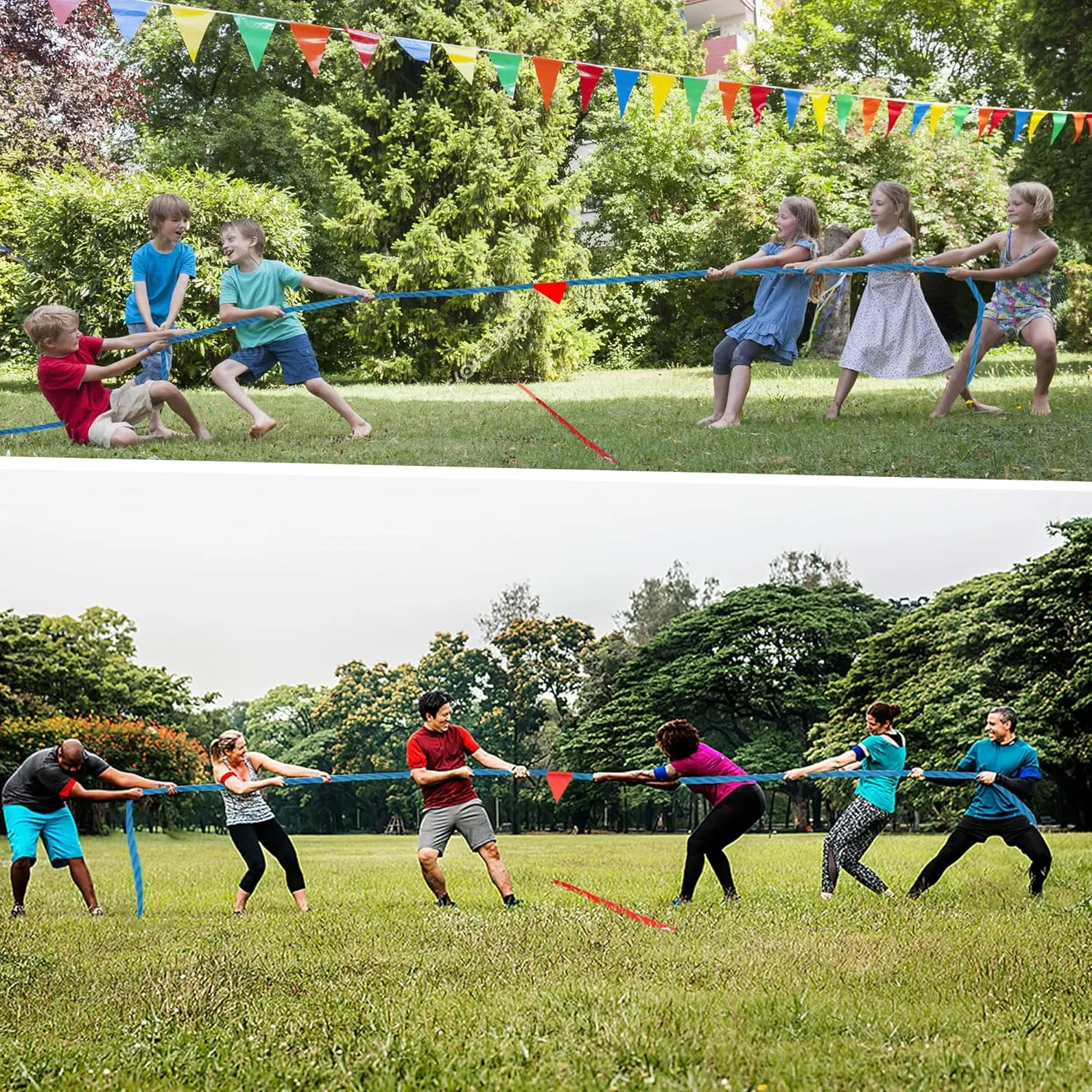 Tug of War Rope for Kids and Adults, Natural Twisted Cotton Rope, Outdoor Games Perfect for Carnival Team Building Activities, Field Day Family Reunion Birthday Party Game, Outside Yard Lawn Games