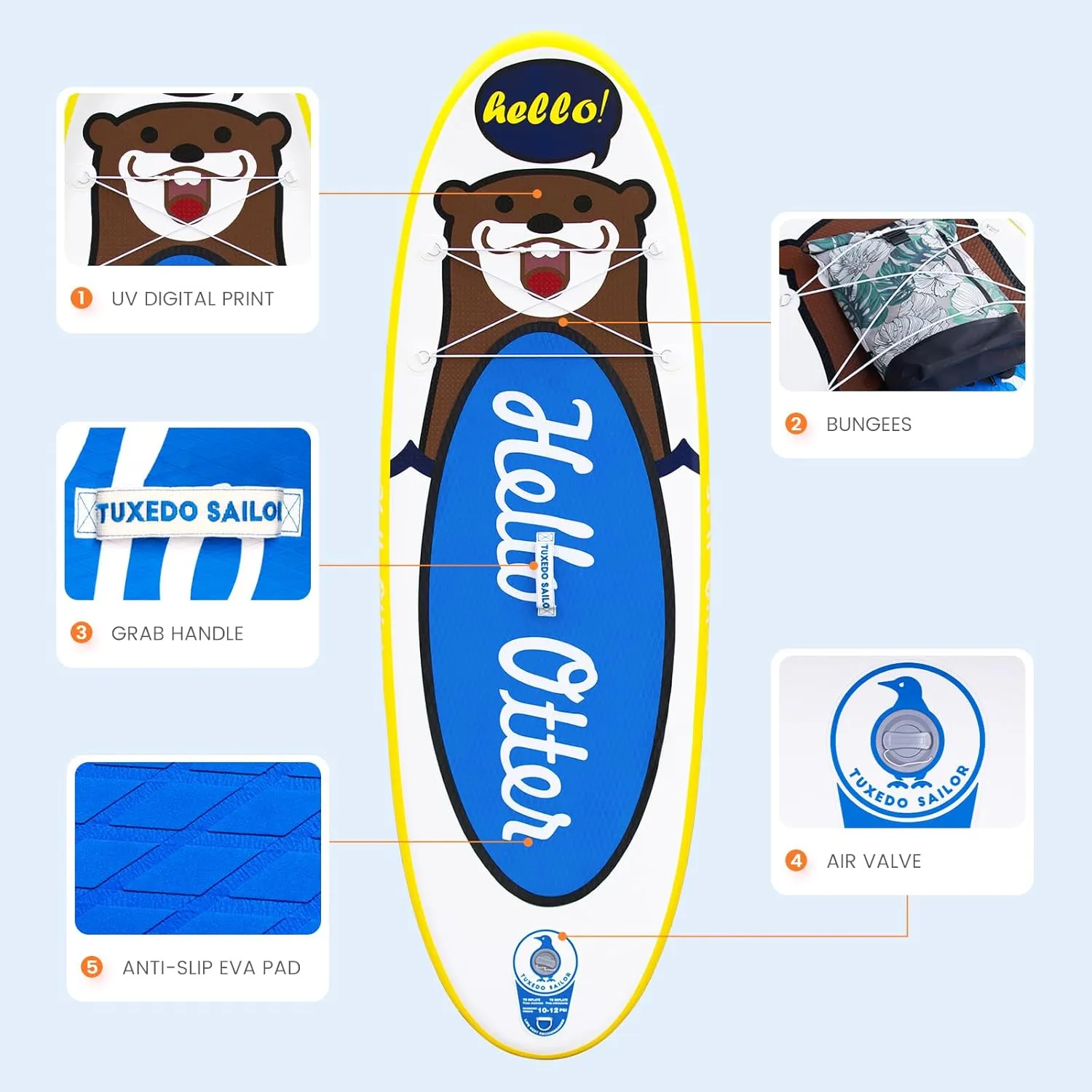 Tuxedo Sailor Inflatable Stand Up Paddle Board with Paddle Board Accessories for Kids and Adult