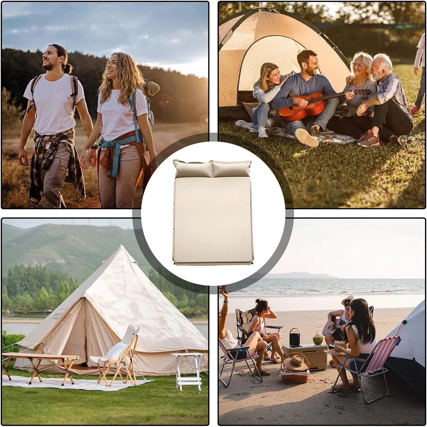 Twin Air Mattress - Blow Up Mattress | Automatic Inflatable Mattress | Double Sleeping Pad | Blow up Camping Mat Portable Camping Pad with Pliilow 2-Person Sleep Mat Built-in Air Pump