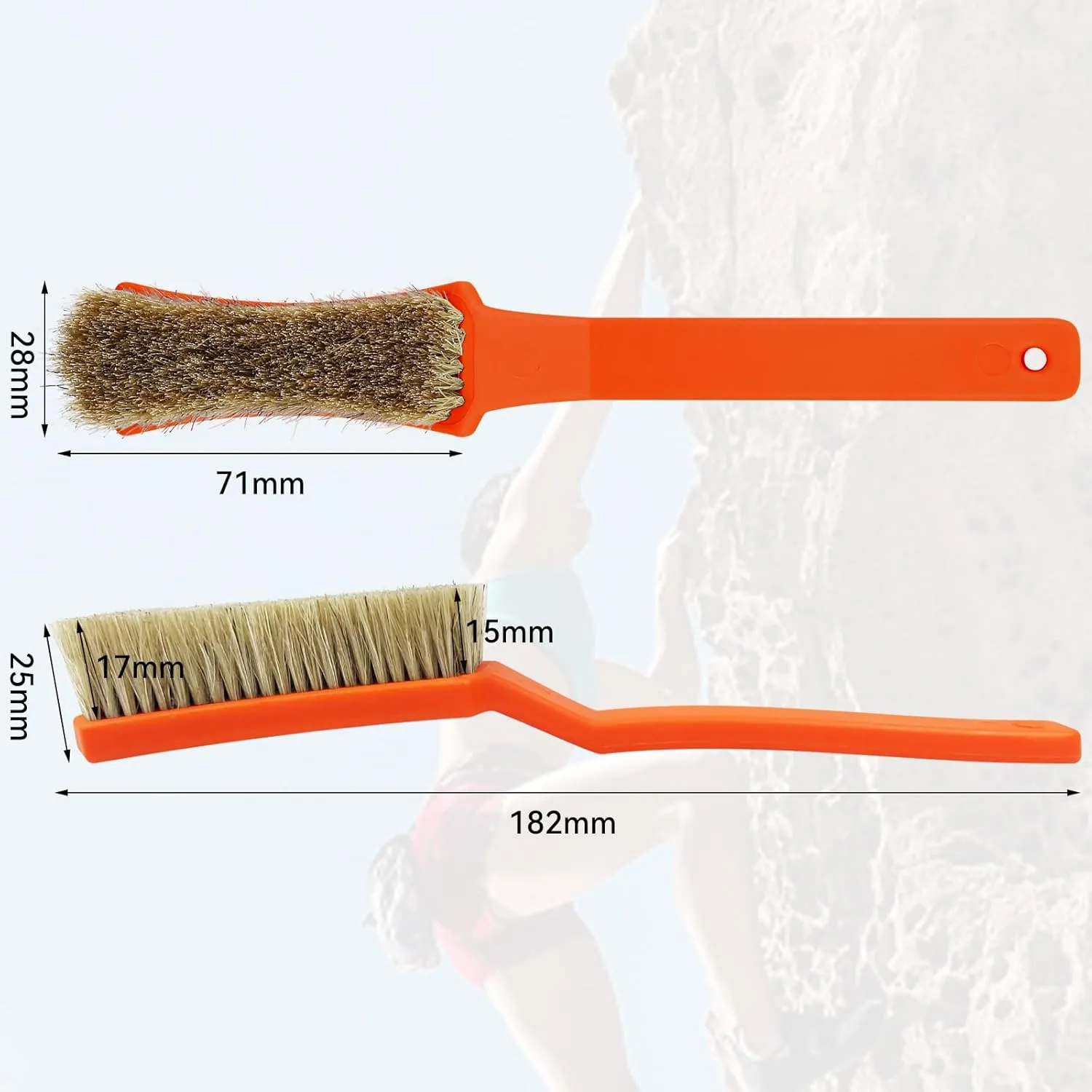 TWO STONES Bouldering Brush with Thick Ultra Durable Boar's Hair Bristles,Perfect Rock Climbing Brushes for Rock Climbing Holds on Climbing Wall as Climbing Chalk Brush Indoor or Outdoor