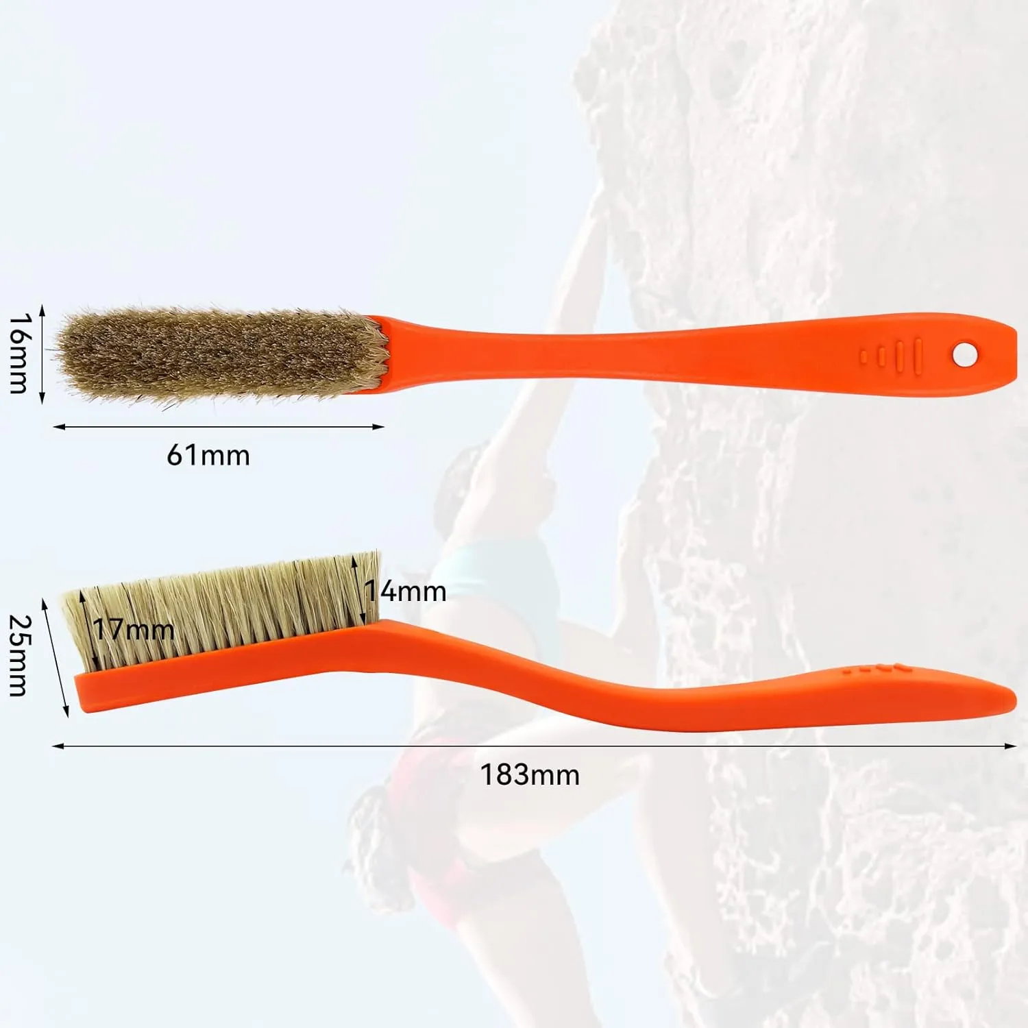 TWO STONES Climbing & Bouldering Brush with Natural Firm Boar's Hair Bristles and Durable Handle, Climbing Chalk Brush Designed for Ultimate Performance on Climbing Wall Indoor or Outdoor
