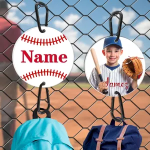 ubmpj Custom Baseball Bag Hook for Fence Personalized Baseball Backpack Clip with Name Photo for Hanging Soccer Tennis Basketball Football Softball Players Athletes
