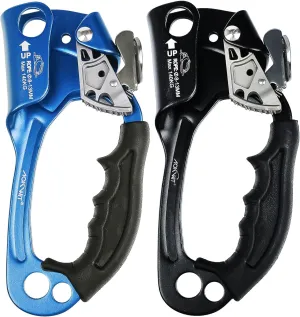 UIAA & CE Certified Rope Ascender Aluminum Alloy Rock Climbing Gear Strong Rigging Rappelling Equipment for Rock Tree Climbing Arborist Rescue Mountaineering Caving (Right Hand Black 1   Blue 1)