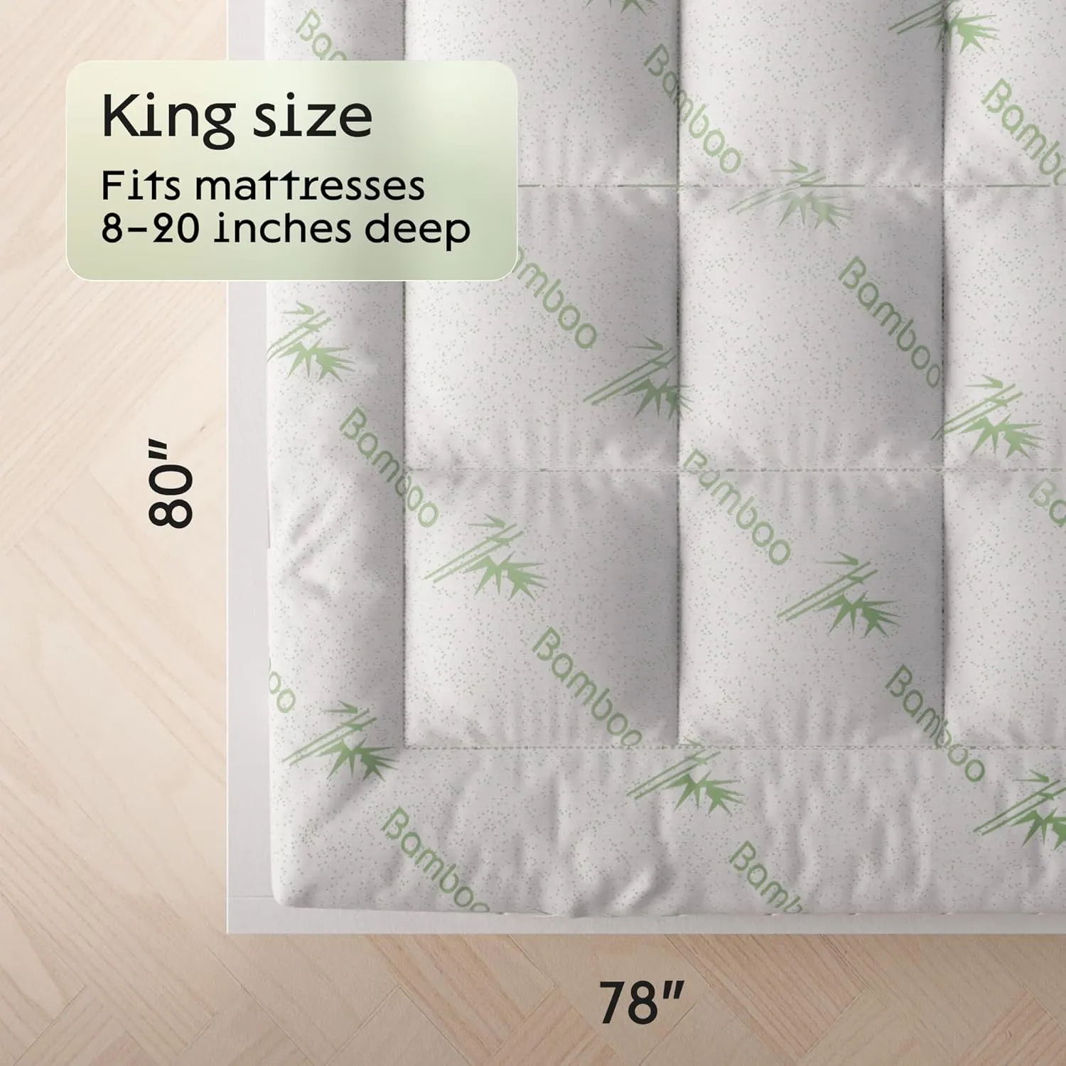 Ultra Soft King Mattress Topper - Viscose Made from Bamboo Mattress Pad for Back Pain Relief - Naturally Cooling for Hot Sleepers - Machine Washable