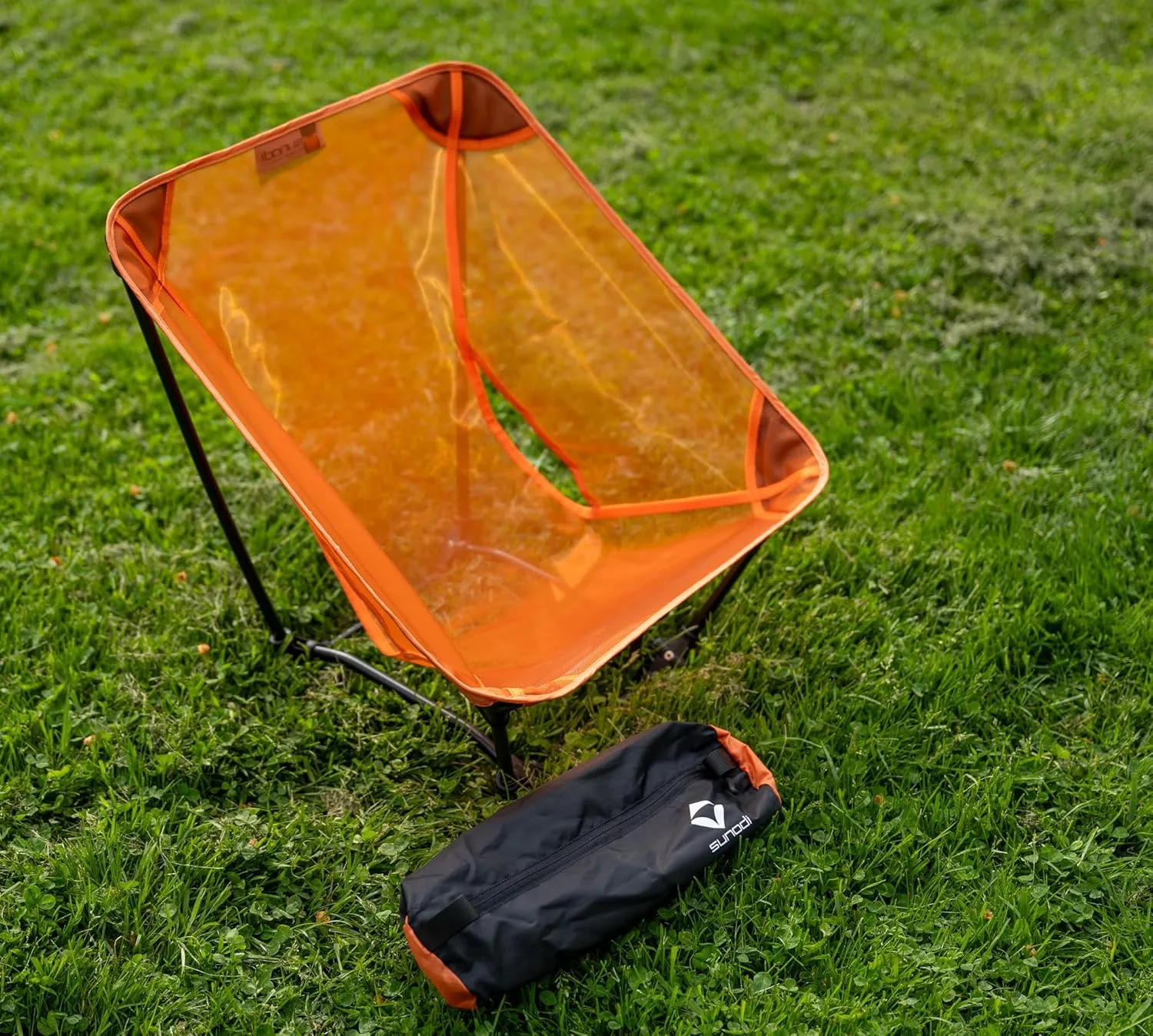 Ultralight Backpacking Chair, Aluminium Alloy Legless Ground Chair, Foldable Camping Chair for Adult, Hiking, Camping, Picnic, Fishing, RV, Balcony, Paddleboard, Beach, Indoor (Orange)